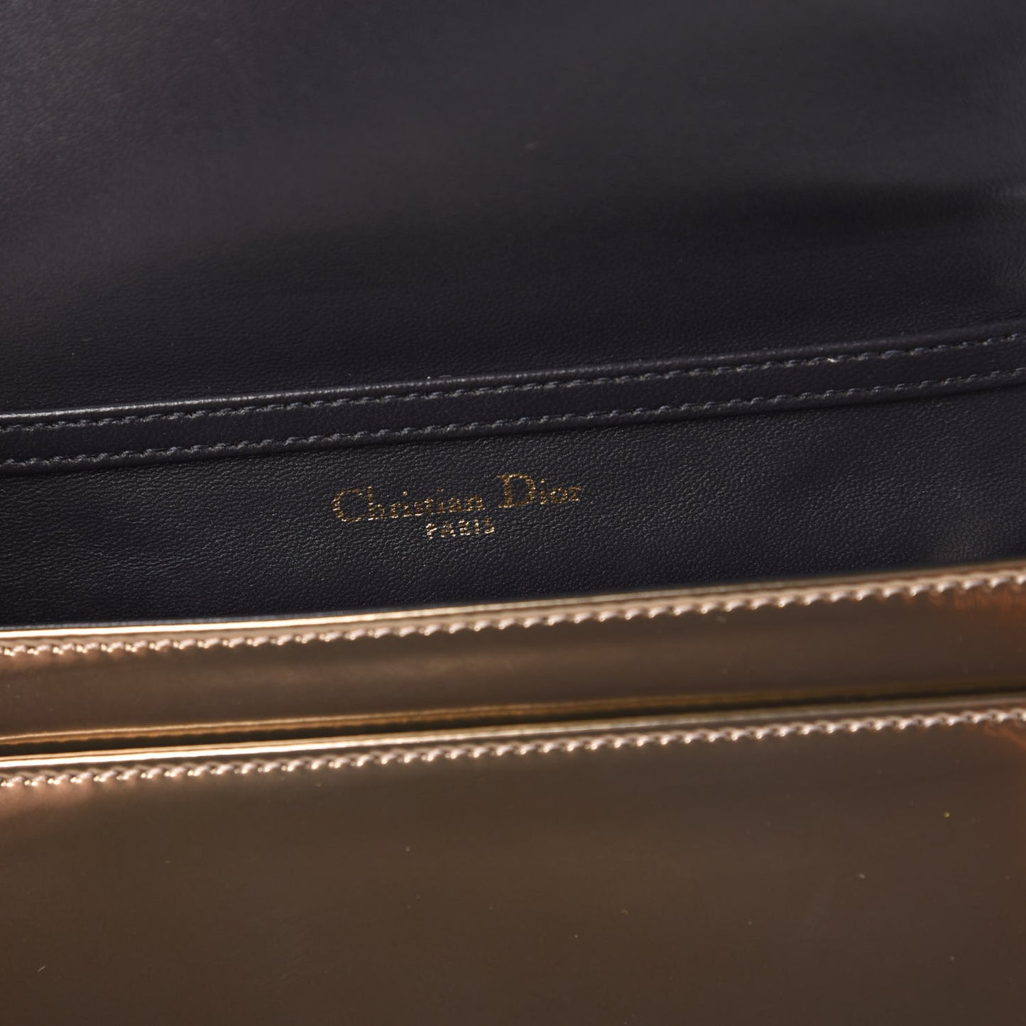 Metallic Patent Micro-Cannage Diorama Wallet on Chain Pouch Gold