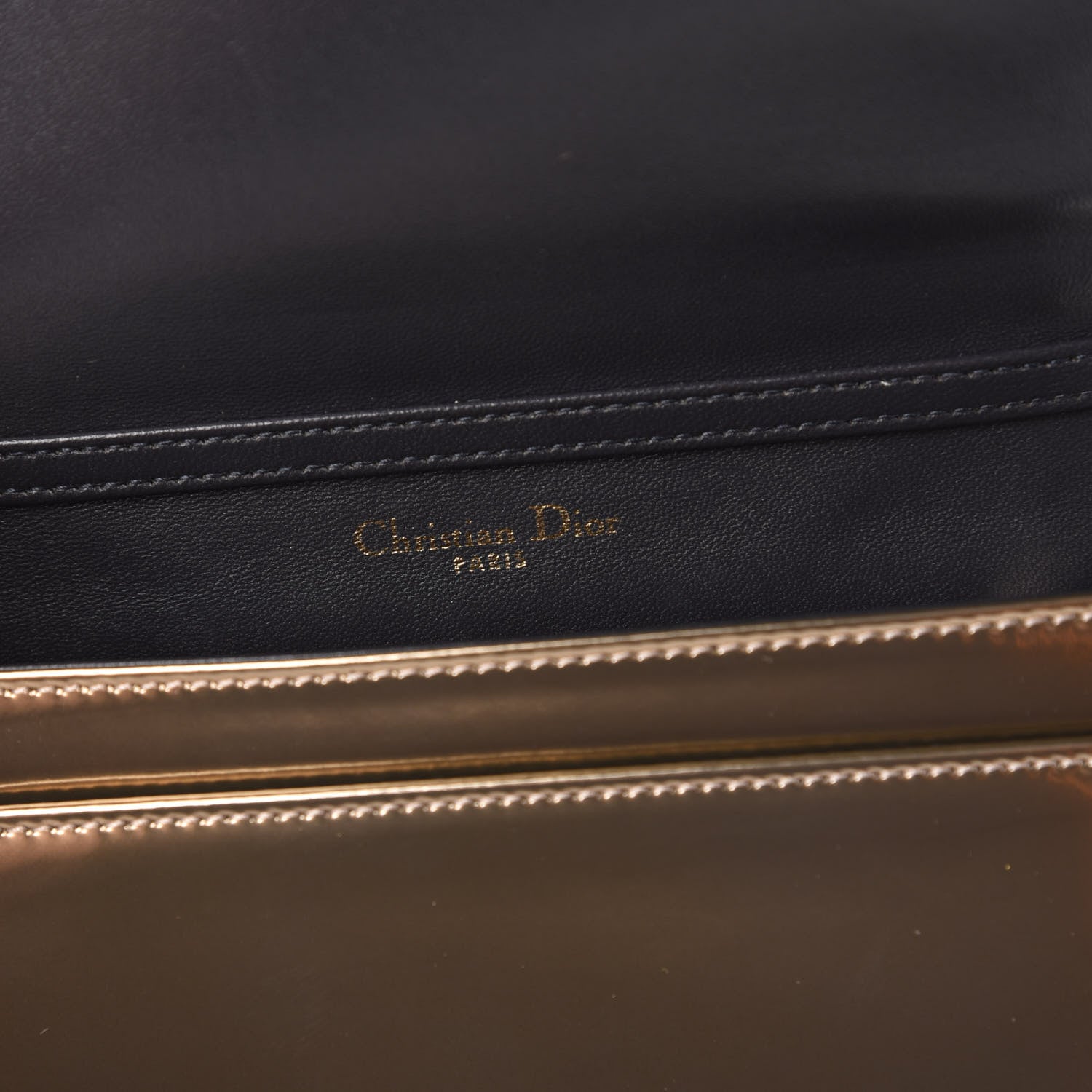 Christian Dior Metallic Patent Micro-Cannage Diorama Wallet on Chain Pouch Gold 8 of 9
