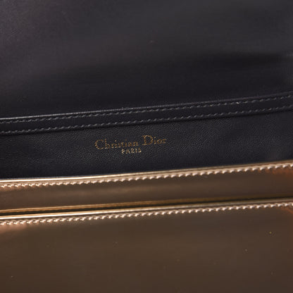 Christian Dior Metallic Patent Micro-Cannage Diorama Wallet on Chain Pouch Gold 8 of 9