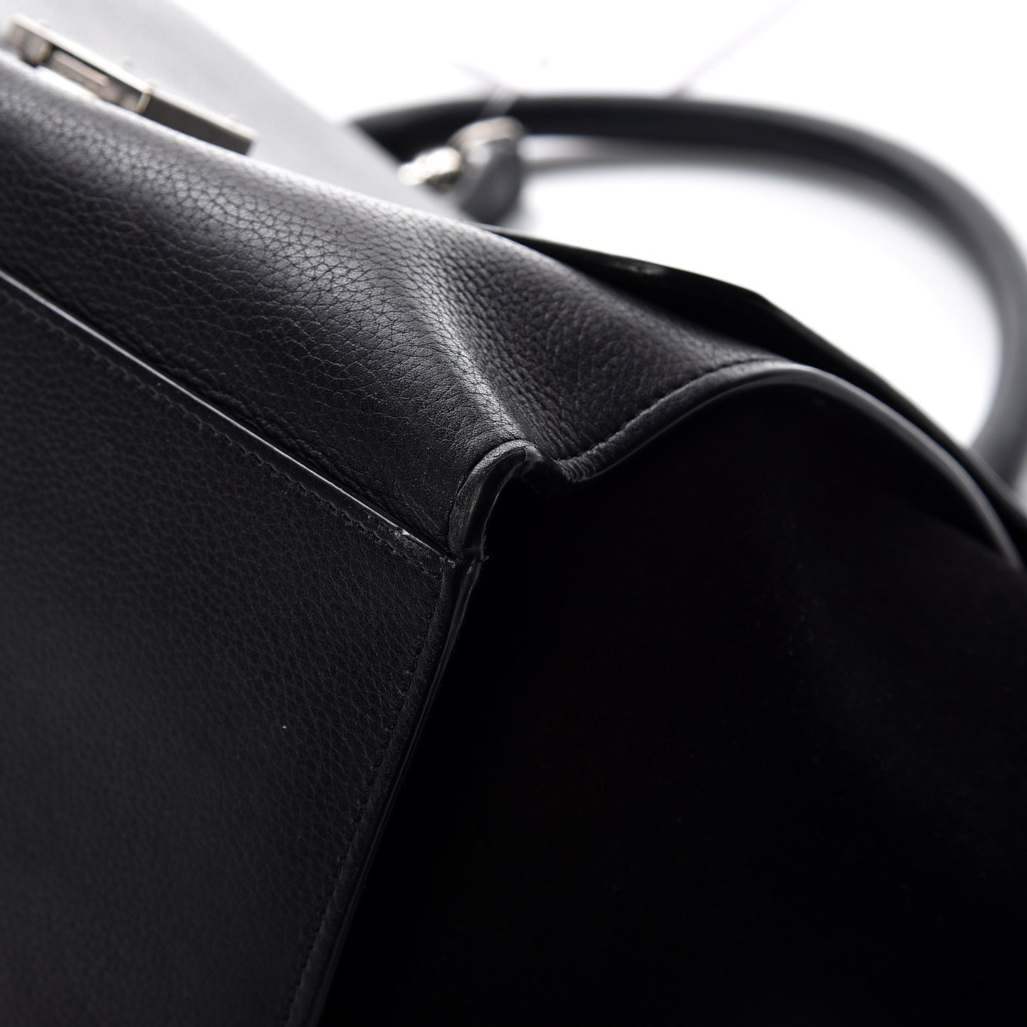 Drummed Calfskin Suede Small Trapeze Black