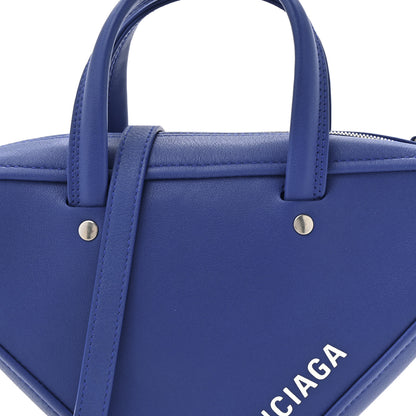 Balenciaga Shiny Day Calfskin Logo XS Triangle Duffle Bleu Roi White 9 of 11