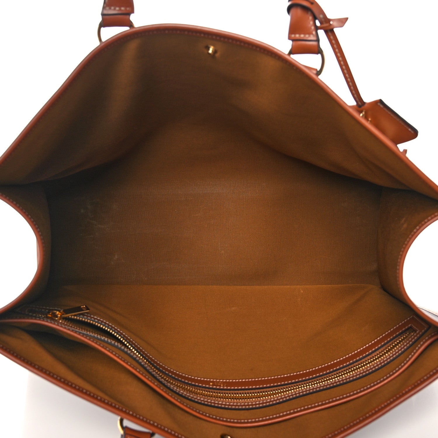 Celine Triomphe Canvas Calfskin Horizontal Cabas Tan 5 of 15
