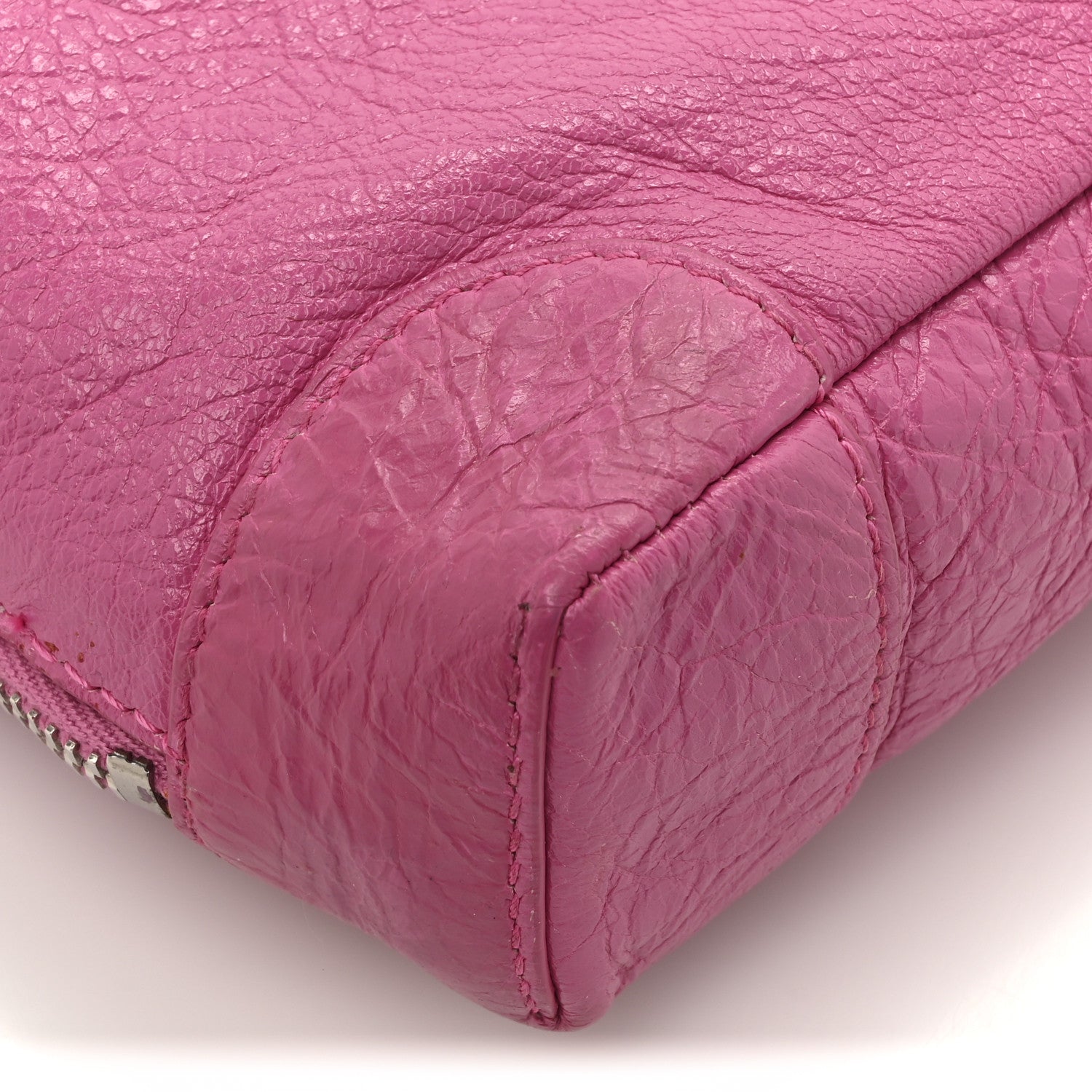 Balenciaga Agneau Arena Classic Silver Hardware Pouch With A Chain Crossbody Rose Flamingo 13 of 14