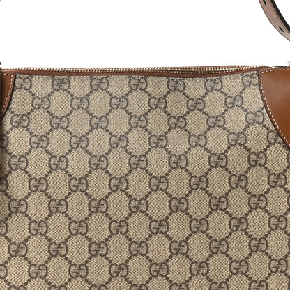 Gucci GG Supreme Monogram Emblem Medium Shoulder Bag Beige Dark Brown 8 of 10