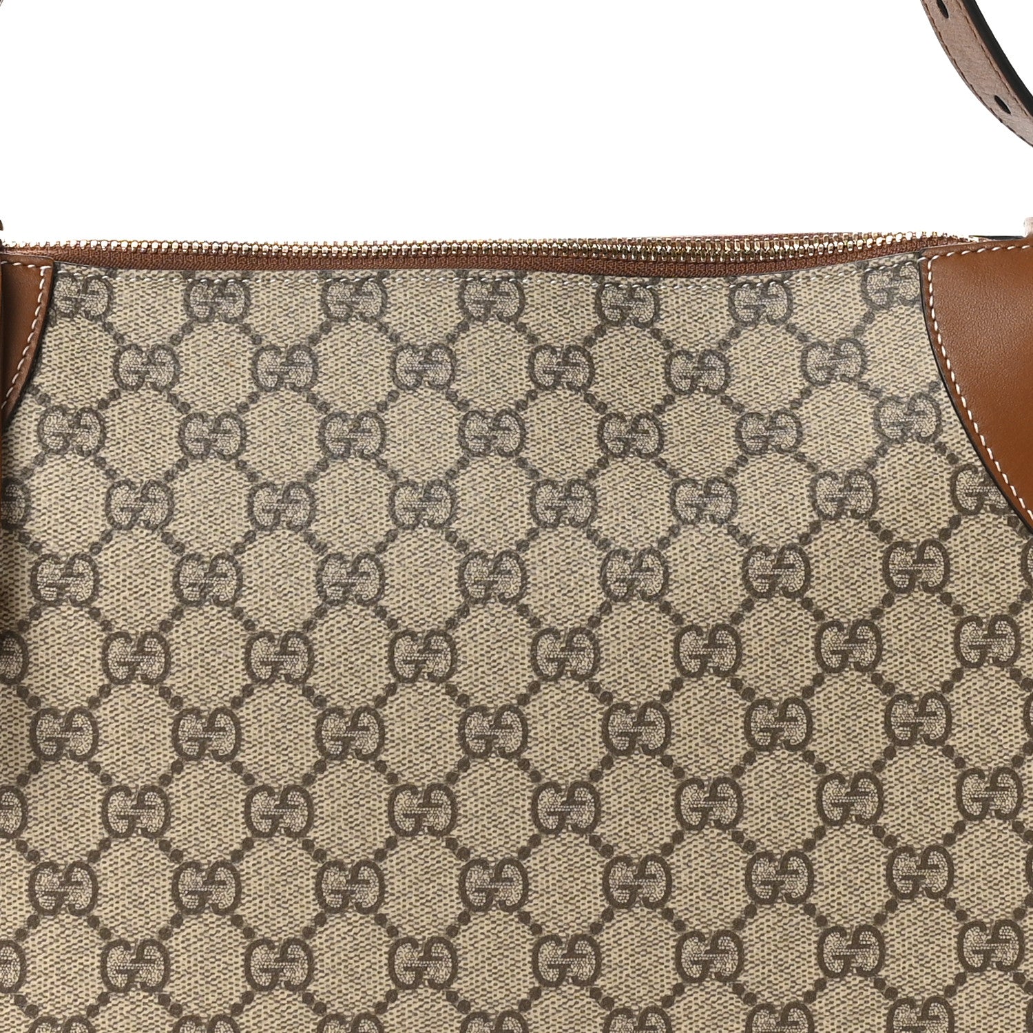 Gucci GG Supreme Monogram Emblem Medium Shoulder Bag Beige Dark
