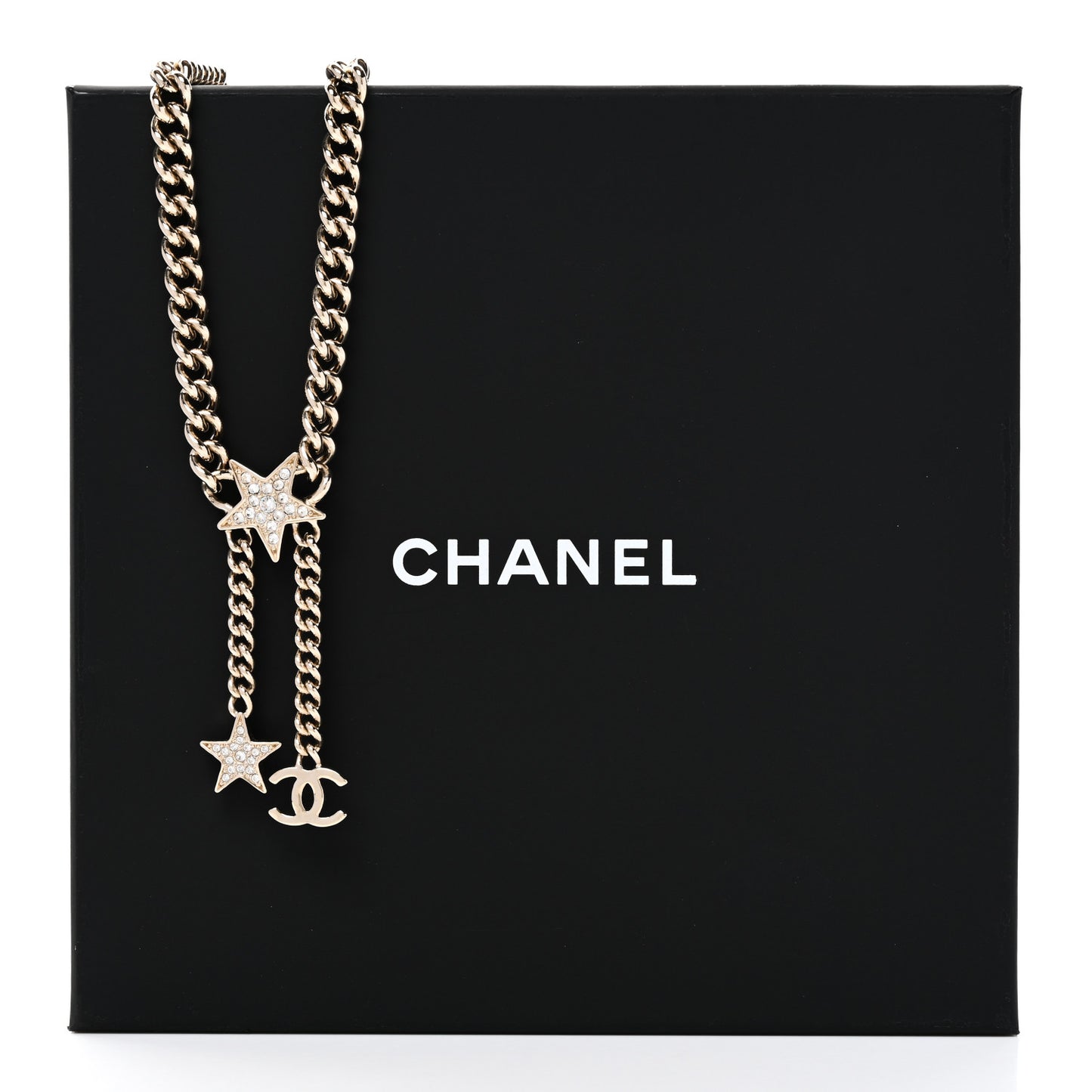 Metal Crystal Chain CC Star Pendant Choker Necklace