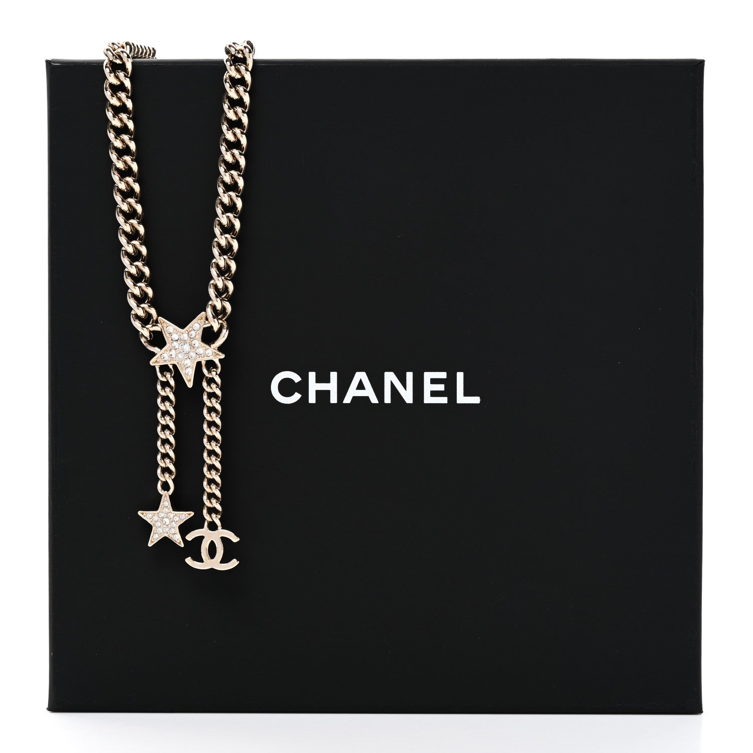 Chanel Metal Crystal Chain CC Star Pendant Choker Necklace 6 of 6