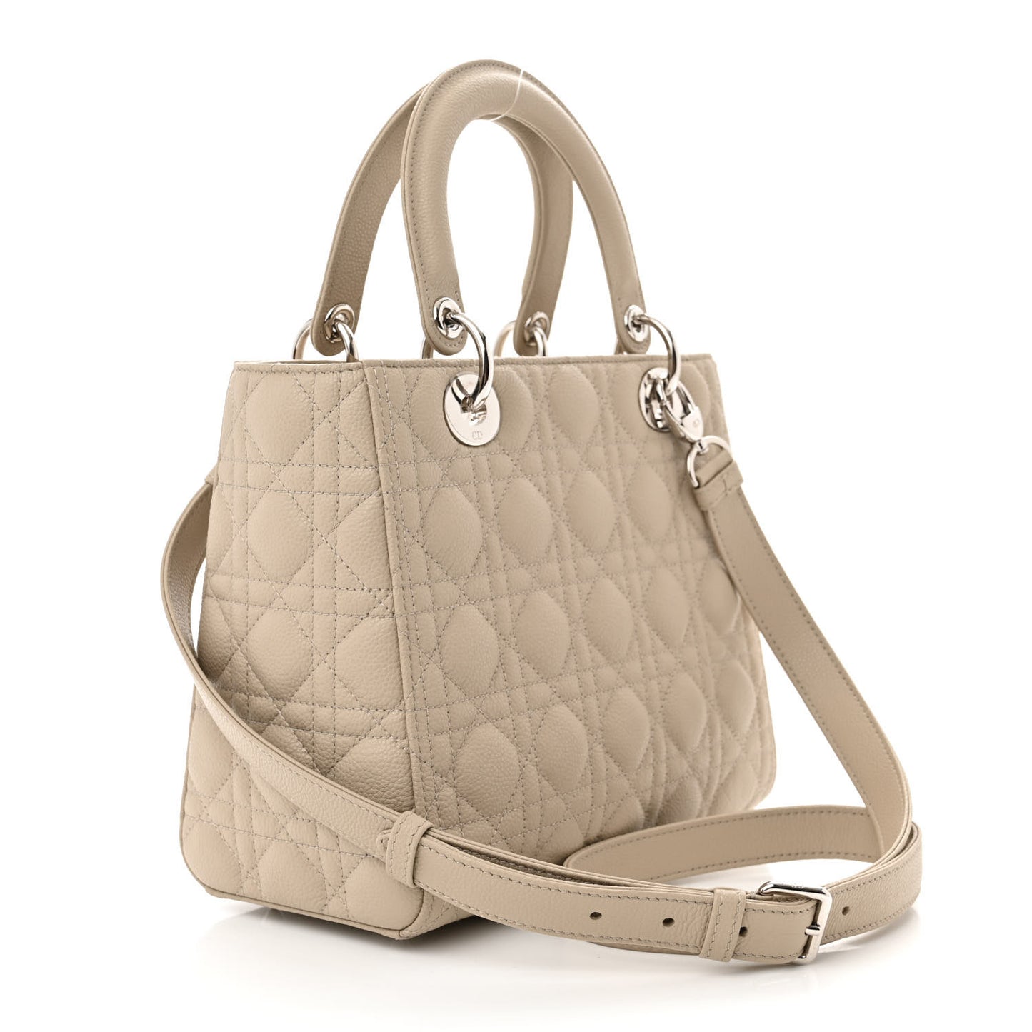 Grained Calfskin Cannage Medium Lady Dior Natural