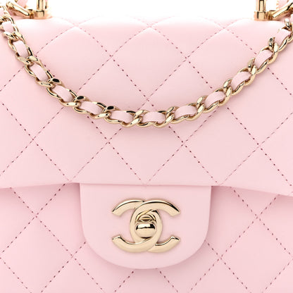 Chanel Lambskin Quilted Mini Top Handle Rectangular Flap Light Pink 8 of 11