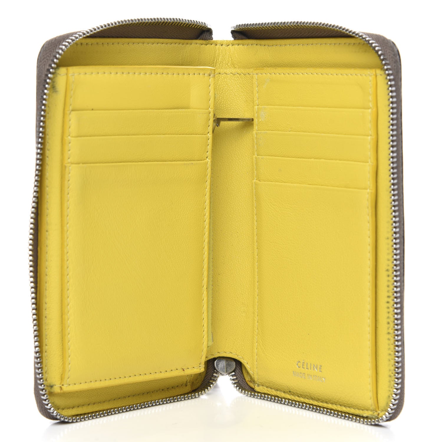 Celine Drummed Calfskin Zip Around Multifunction Wallet Souris 5 of 11