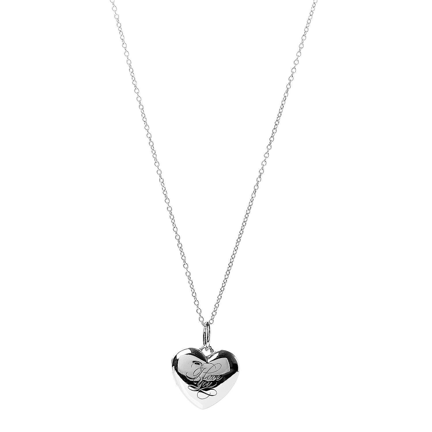 Tiffany Sterling Silver I Love You Heart Locket Pendant Necklace 1 of 9