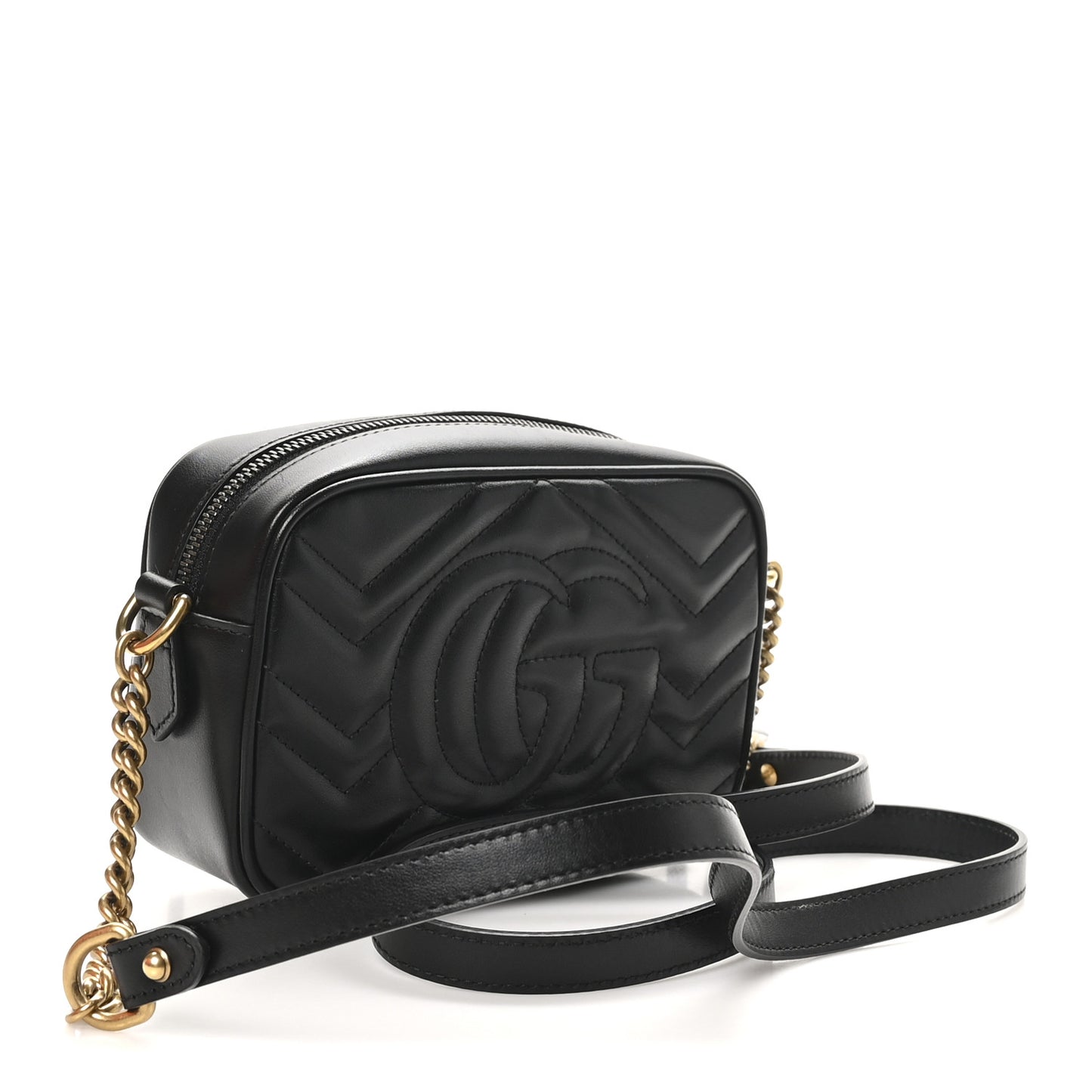Calfskin Matelasse Mini GG Marmont Chain Shoulder Bag Black