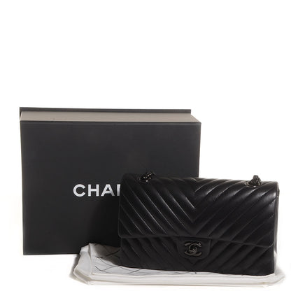 Chanel Lambskin Chevron Medium Double Flap So Black 9 of 9