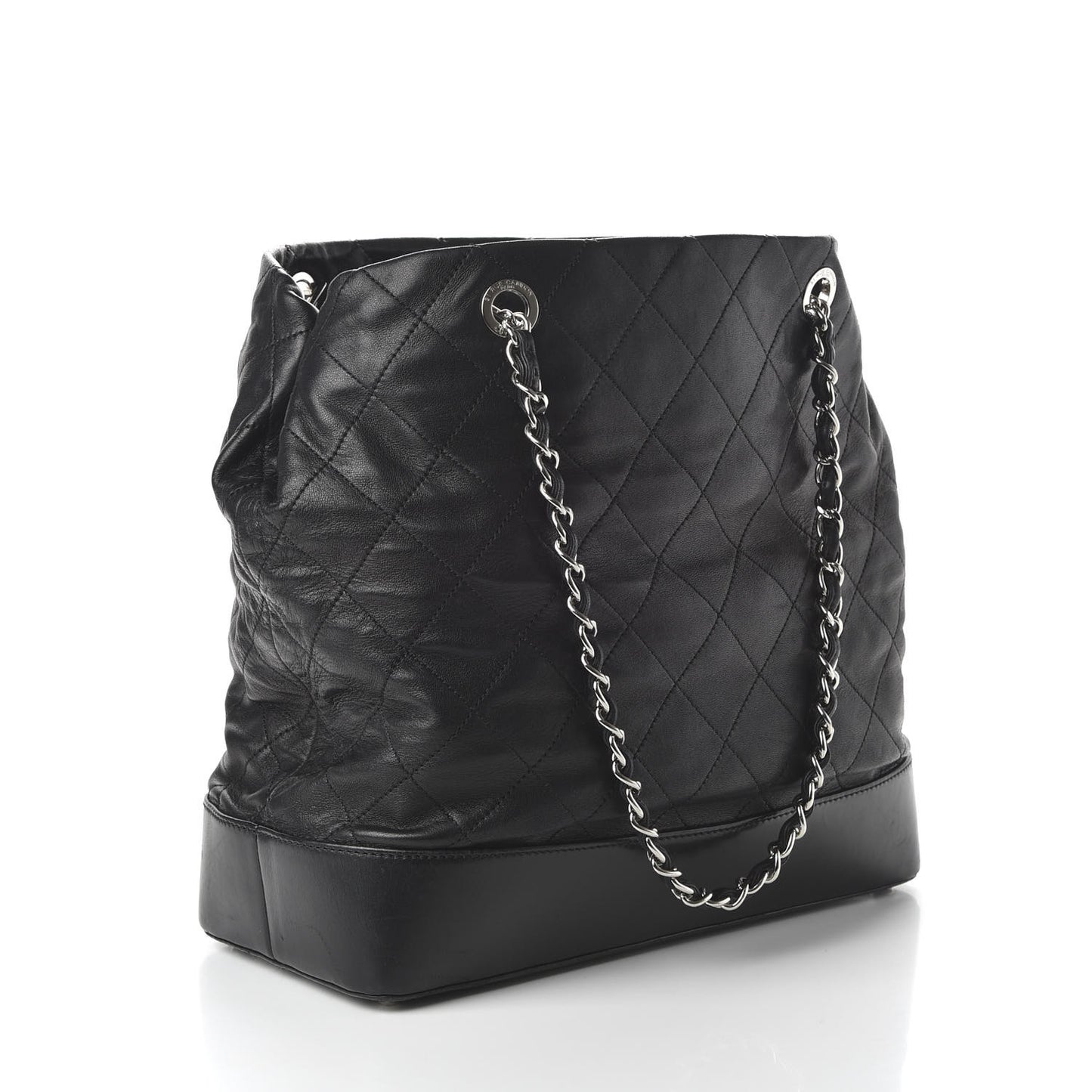 Calfskin Stitched Large VIP Shopping Tote Black