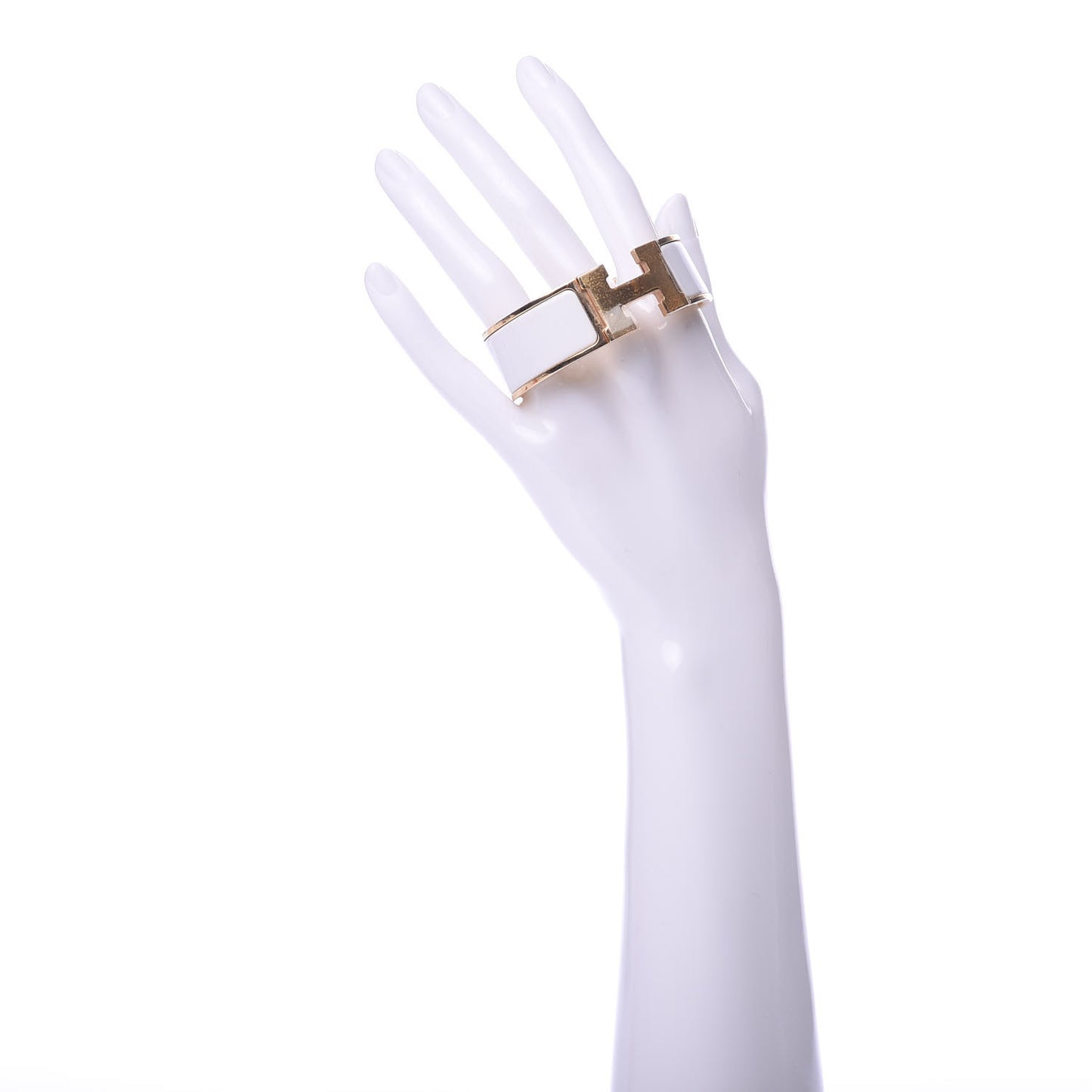 Enamel Wide Clic Clac H Bracelet PM White