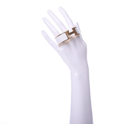 Hermes Enamel Wide Clic Clac H Bracelet PM White 2 of 7