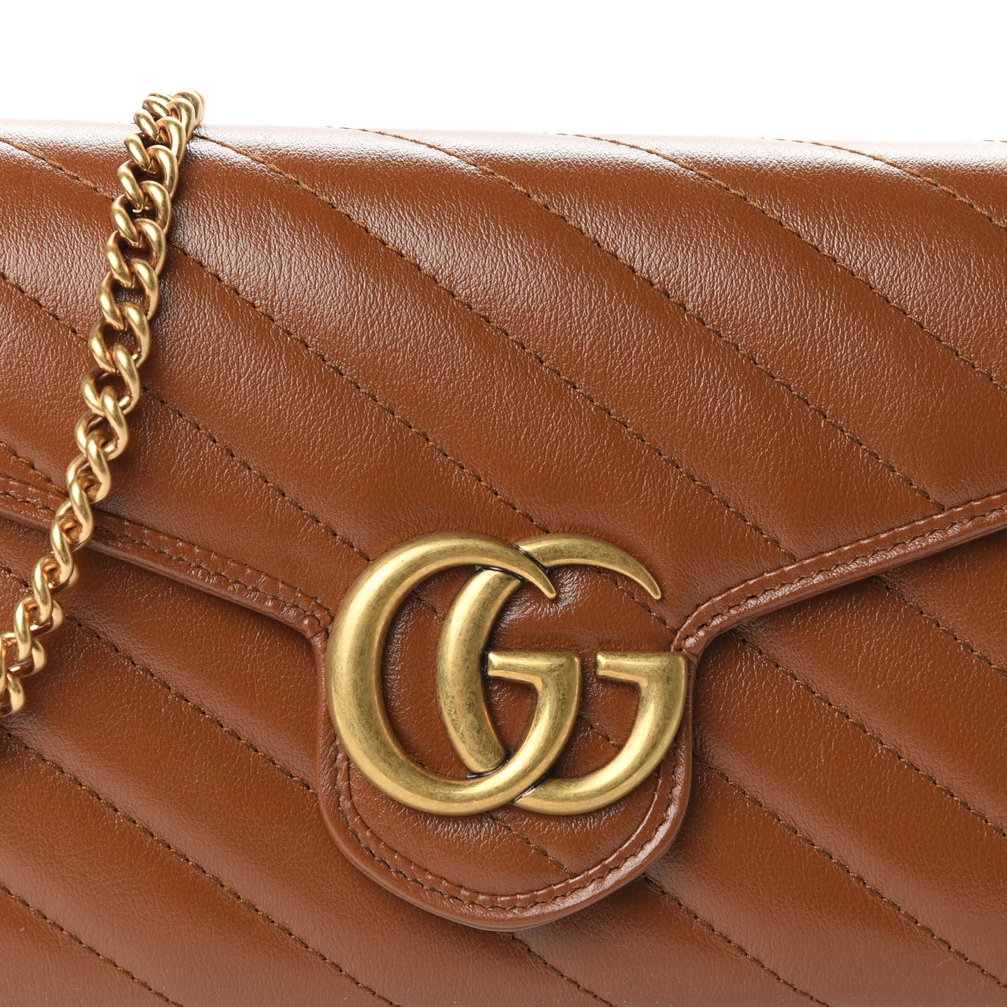 Azalea Calfskin Matelasse Diagonal GG Marmont Chain Wallet Cuir