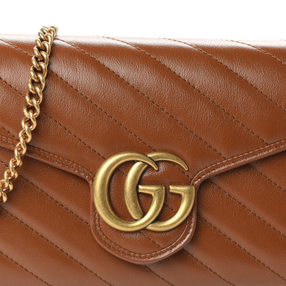 Gucci Azalea Calfskin Matelasse Diagonal GG Marmont Chain Wallet Cuir 9 of 9