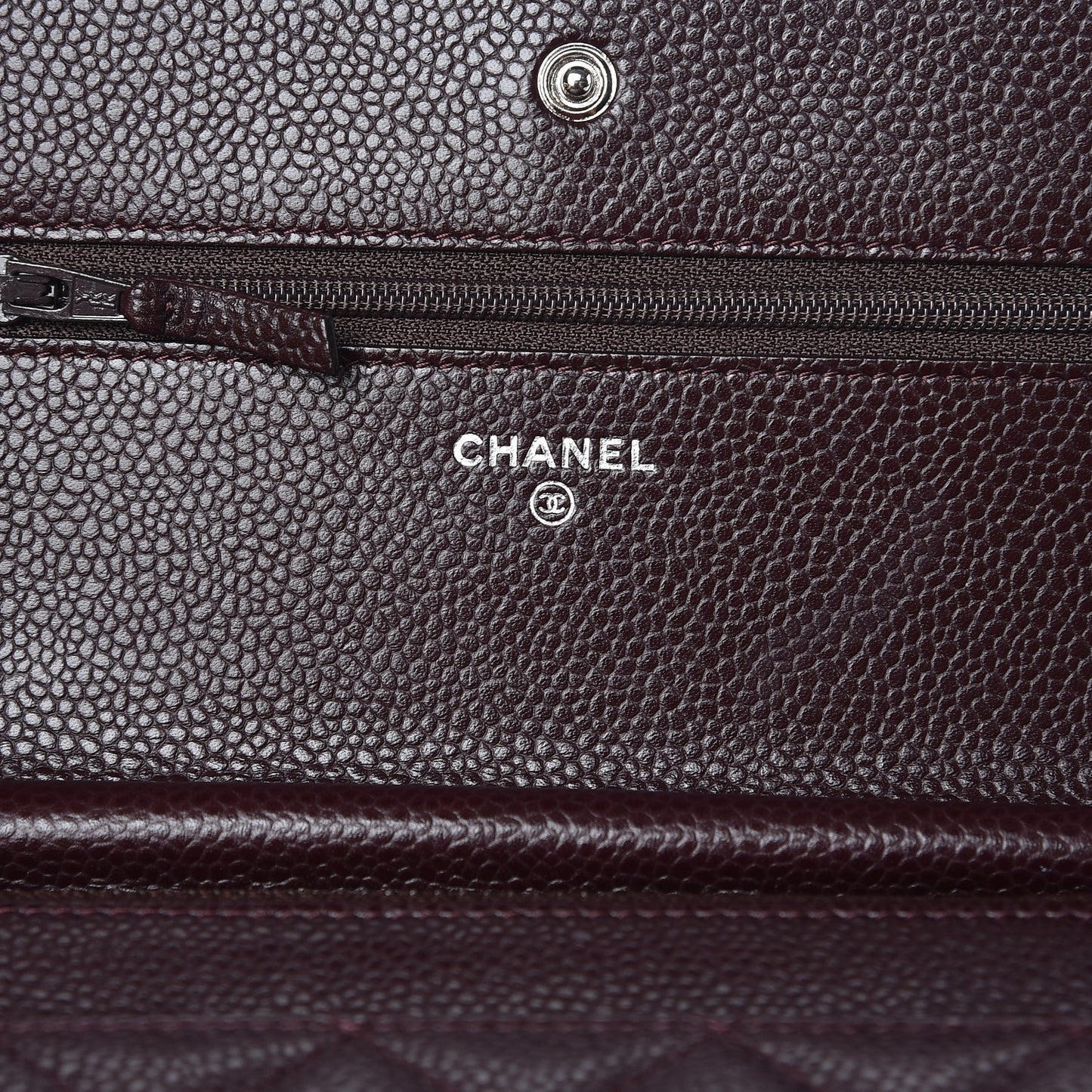 Caviar Quilted Wallet on Chain WOC Burgundy