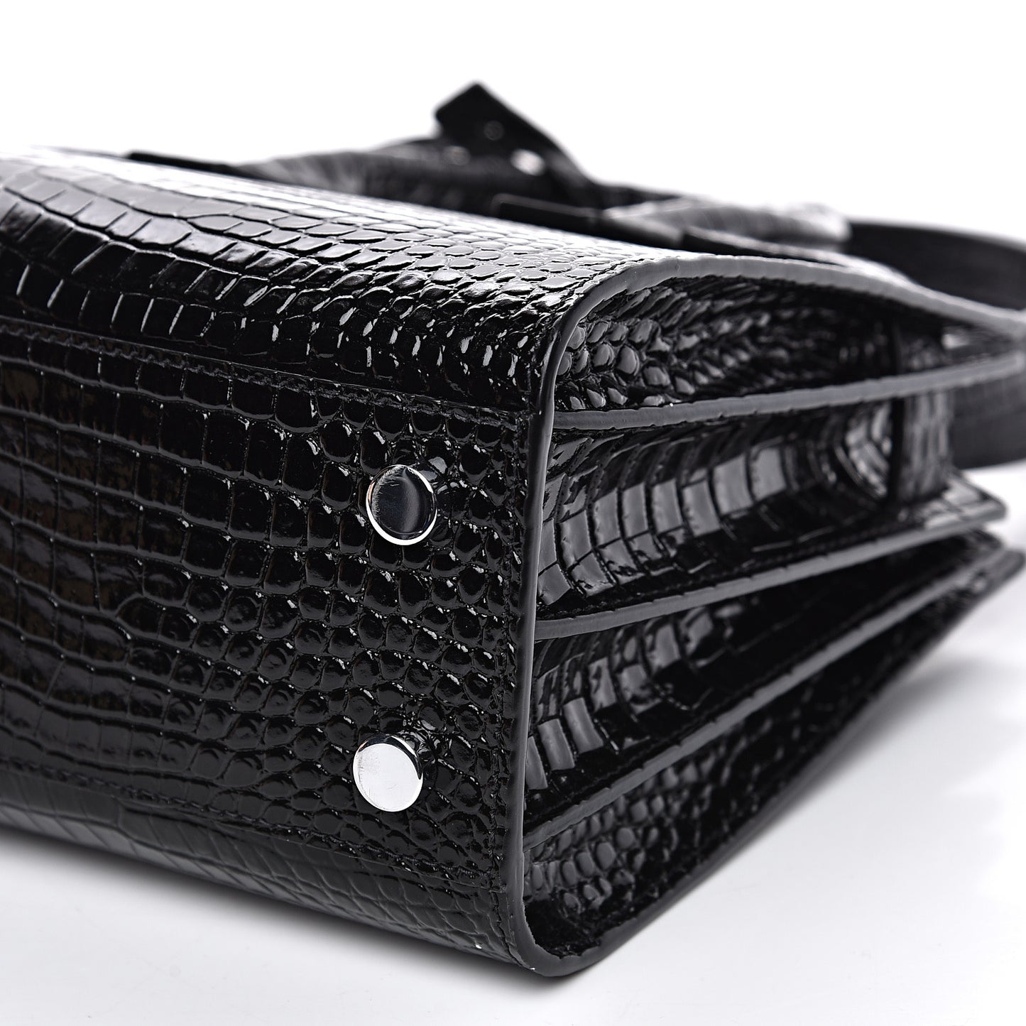 Calfskin Crocodile Embossed Nano Sac De Jour Black