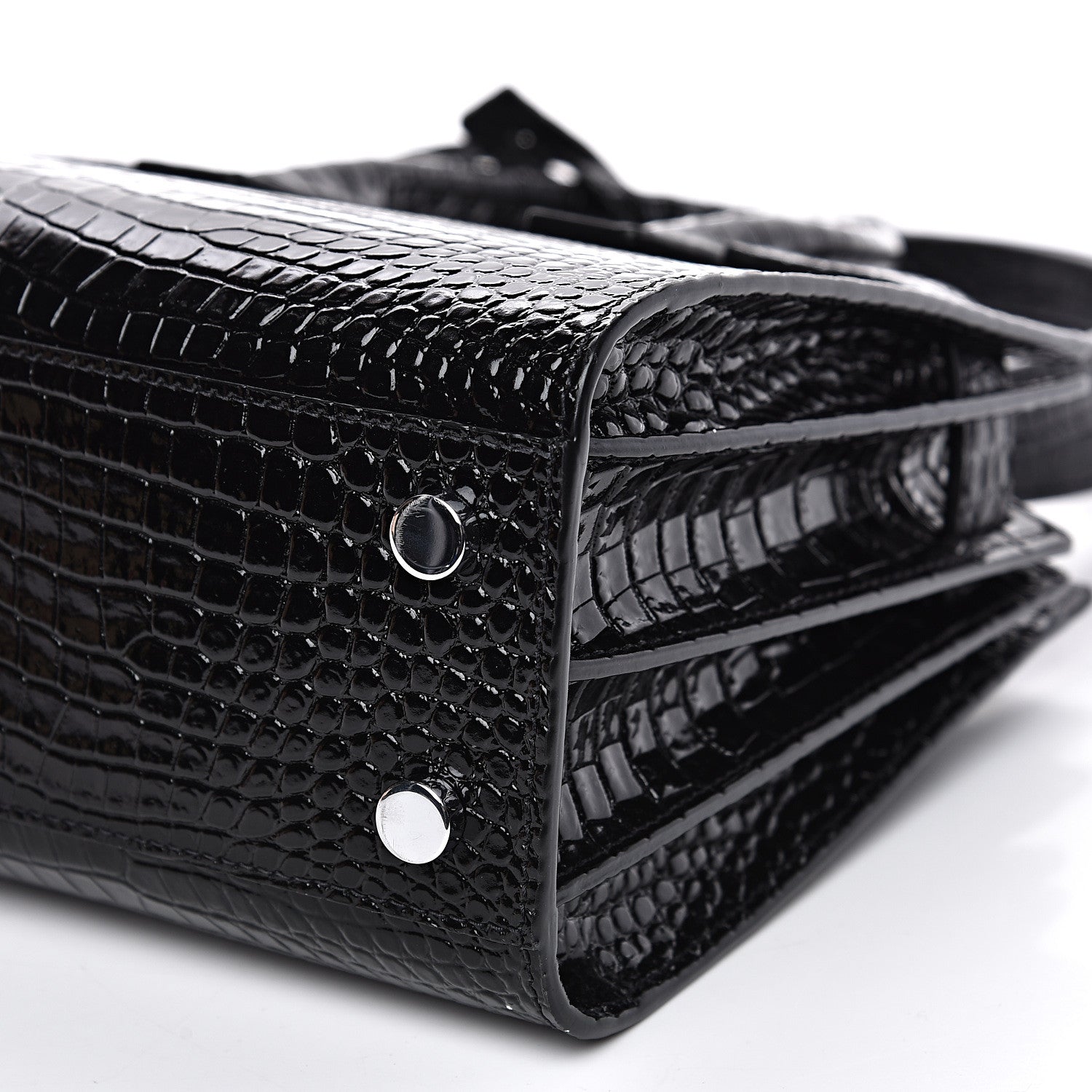 Saint Laurent Calfskin Crocodile Embossed Nano Sac De Jour Black 8 of 9