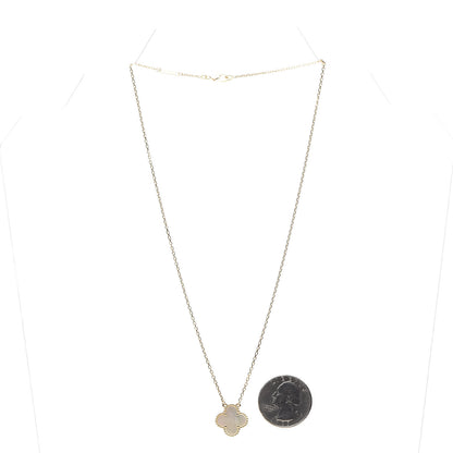 Van Cleef & Arpels 18K Yellow Gold Mother of Pearl Vintage Alhambra Pendant Necklace 3 of 6