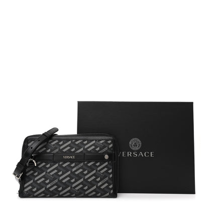 Versace Coated Canvas La Greca Signature  Black Gray 11 of 11