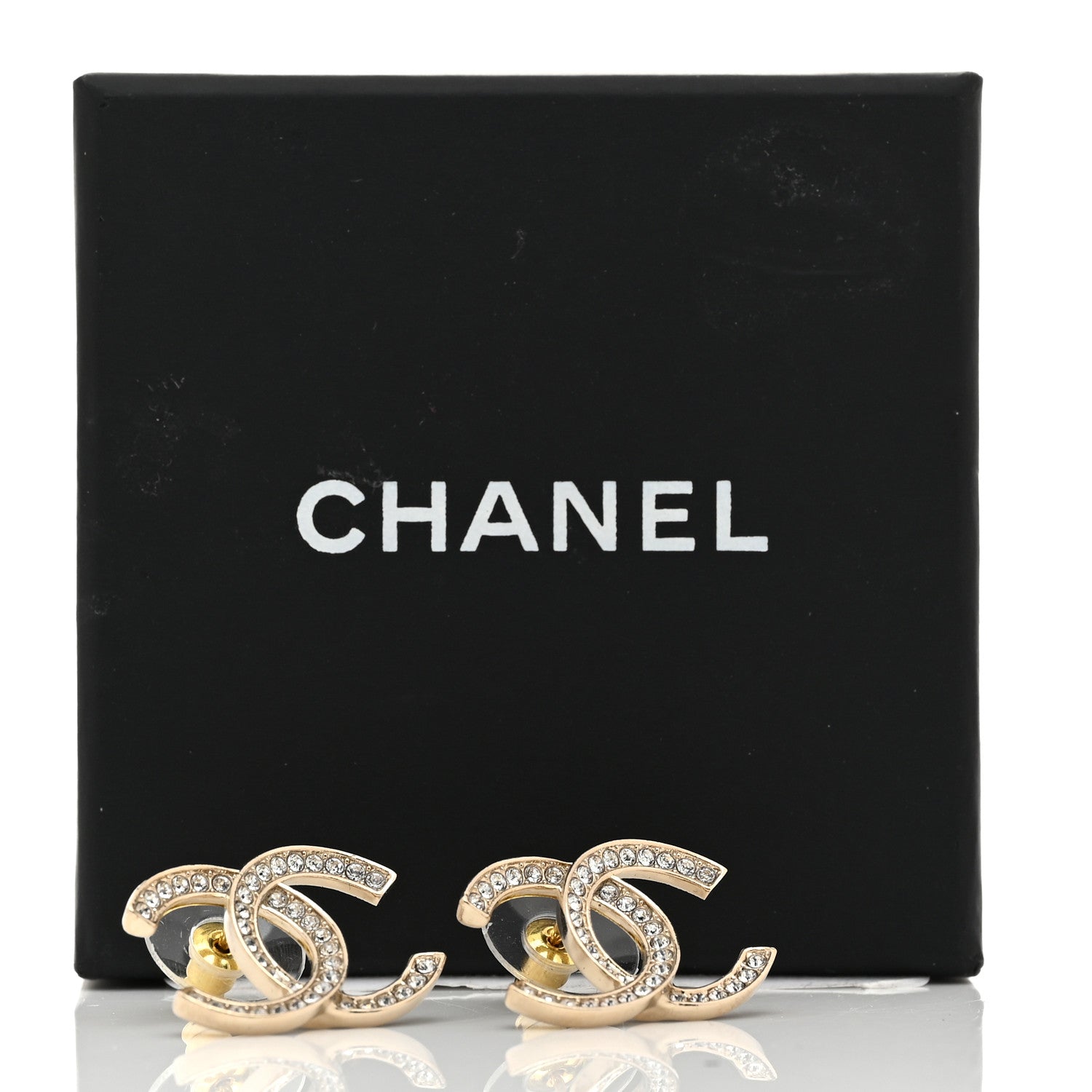 Chanel Crystal Large CC Earrings Gold 5 of 5