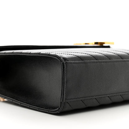 Saint Laurent Grain De Poudre Matelasse Chevron Large Monogram Satchel Black 8 of 9