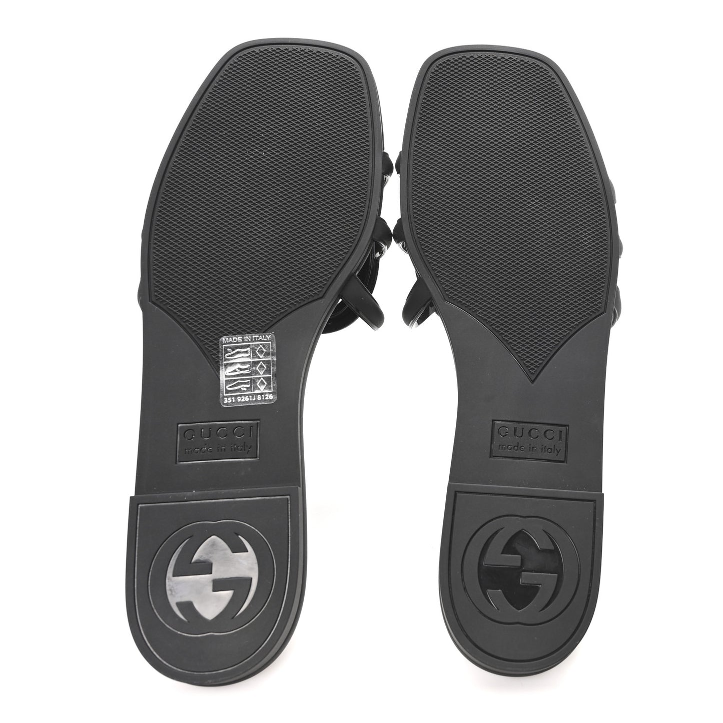 Rubber Womens Interlocking G Slide Sandals  38 Black