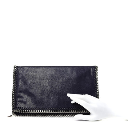 Stella McCartney Shaggy Deer Falabella Fold Over Clutch Navy Blue 2 of 12