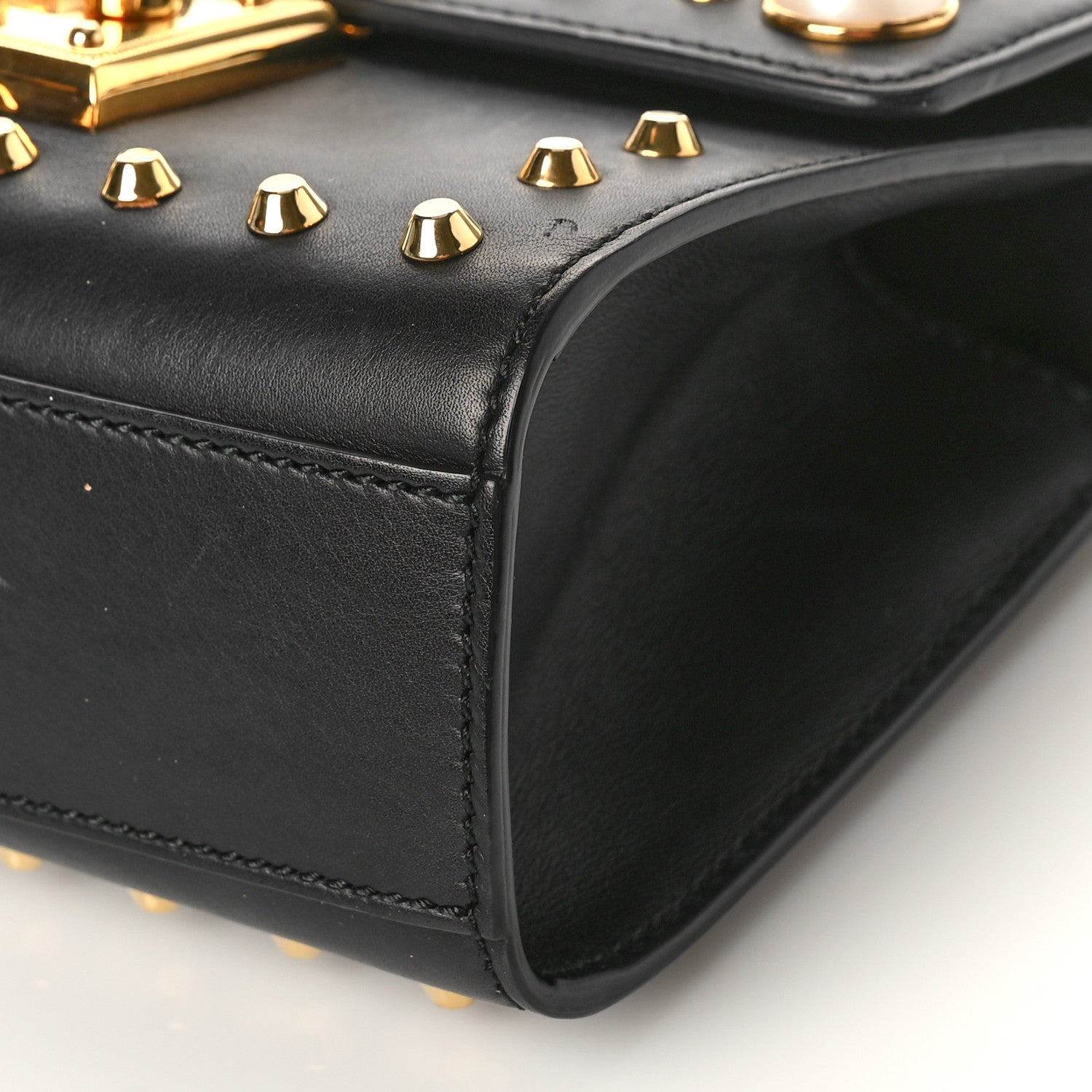 Gucci Calfskin Studded Small Padlock Shoulder Bag Black 9 of 11