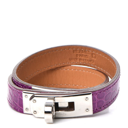 Hermes Shiny Alligator Kelly Double Tour Bracelet S Violet 1 of 7