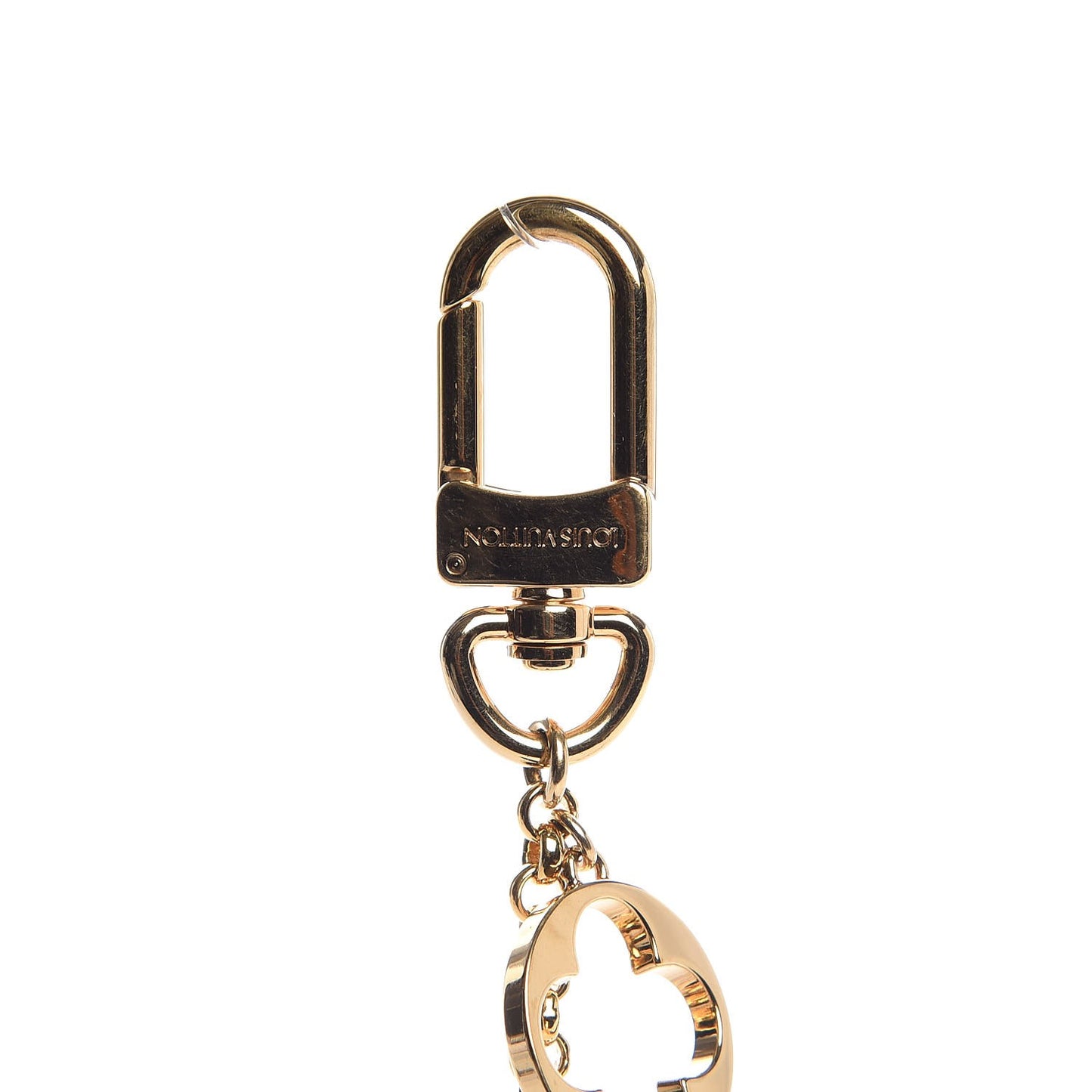 Brass Enamel Fleur De Monogram Bag Charm Chain Gold