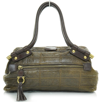 FASHIONPHILE SALVATOREFERRAGAMOLeatherStitchedGanciniBagBrown 1 of 7