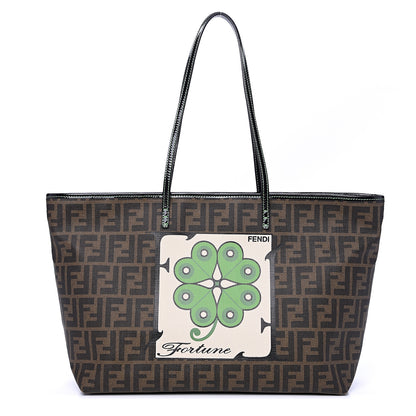 Fendi Zucca Spalmati Clover Print Medium Roll Tote Tobacco 1 of 11