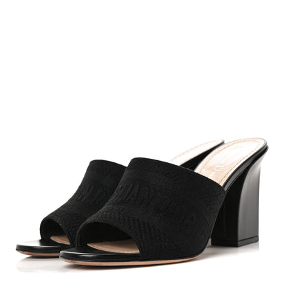 Christian Dior Cotton Embroidered Dway 85mm Slide Sandals 38.5 Black 3 of 9