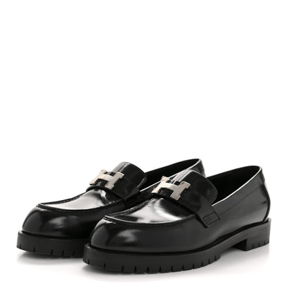 Hermes Calfskin Womens Faubourg Loafers 37 Black 4 of 10