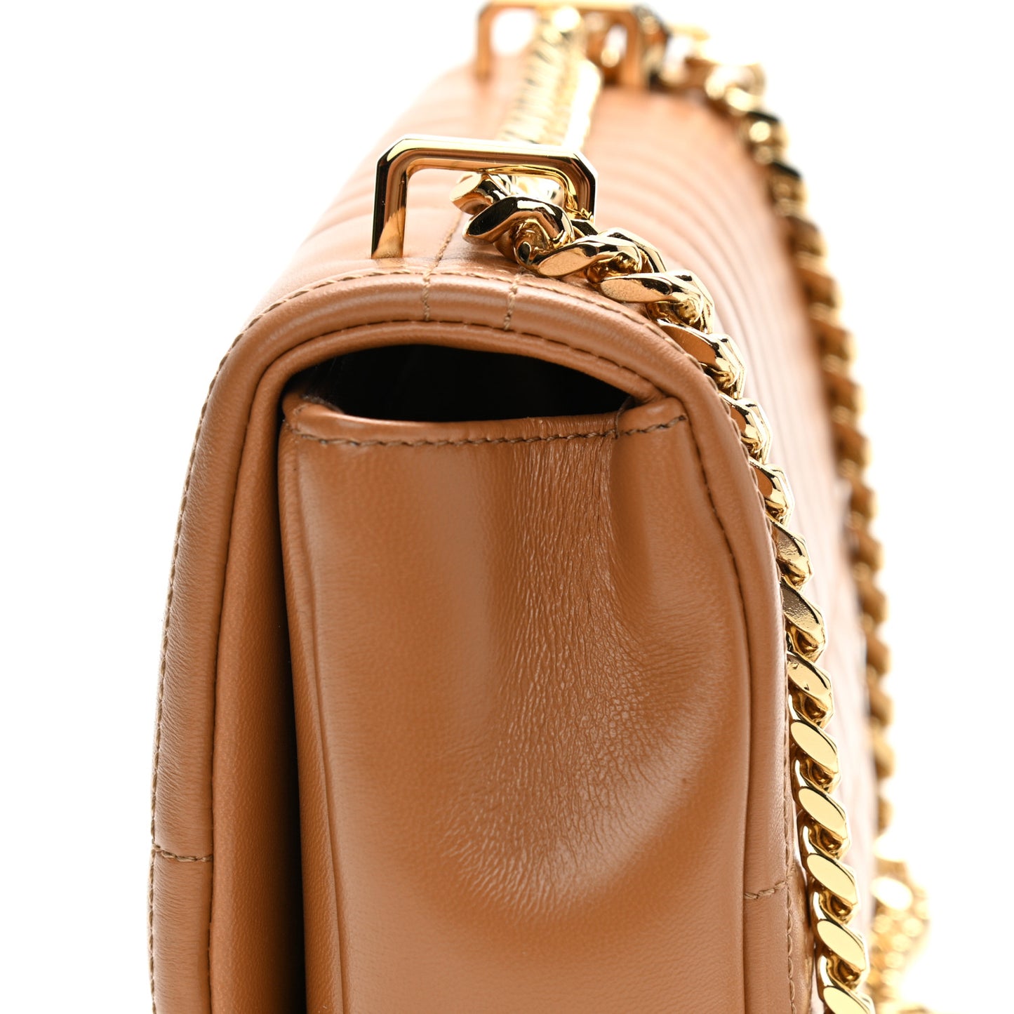 Lambskin Quilted Small Lola Bag Maple Brown