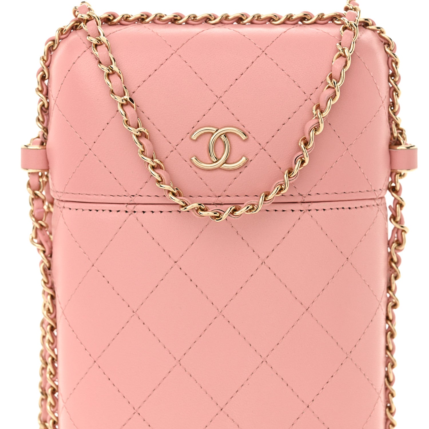 Chanel Lambskin Quilted Chain Around Phone Holder Pink 8 of 10