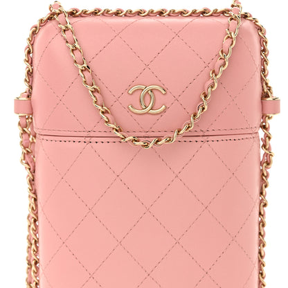 Chanel Lambskin Quilted Chain Around Phone Holder Pink 8 of 10
