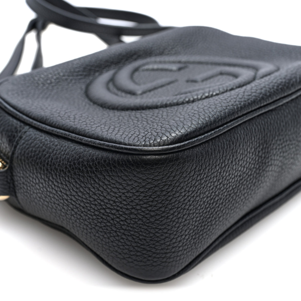 Pebbled Calfskin Small Soho Disco Bag Black