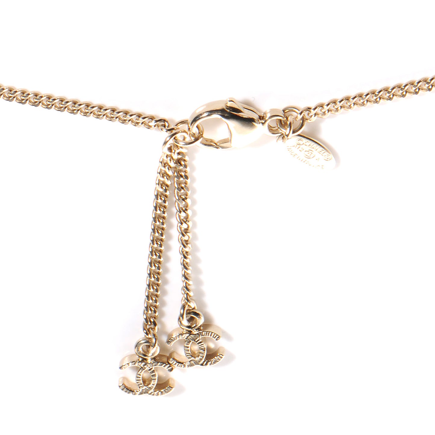 Moonstone Enamel CC Necklace Gold