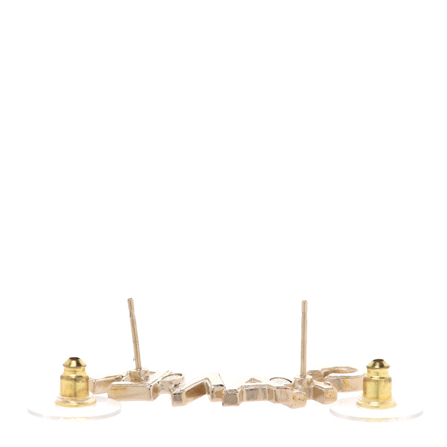 Chanel Crystal Pearl Signature Stud Earrings Gold 3 of 5