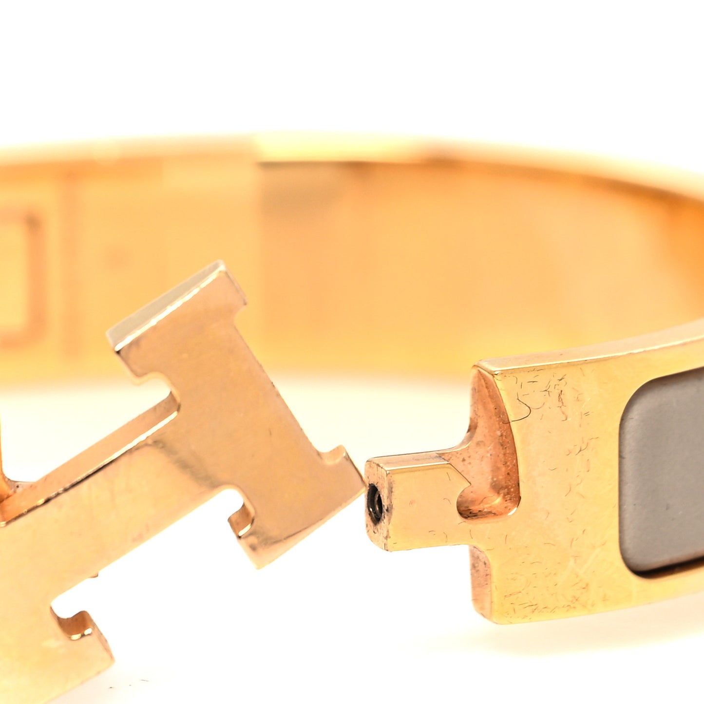 Enamel Narrow Clic Clac H Bracelet GM Marron Glace