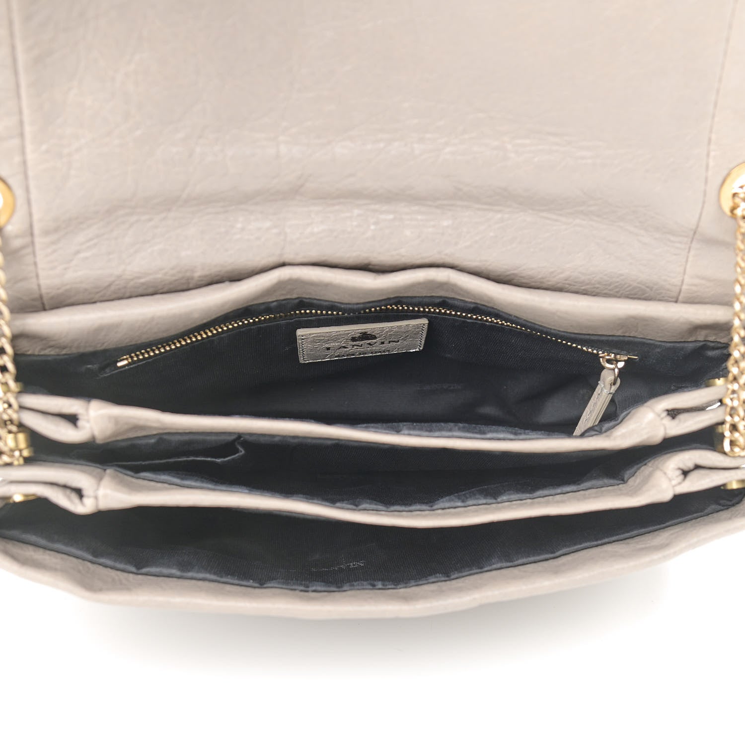 Lanvin Lambskin Quilted Metal Pearl Medium Sugar Flap Shoulder Bag Gray 5 of 9