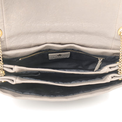 Lanvin Lambskin Quilted Metal Pearl Medium Sugar Flap Shoulder Bag Gray 5 of 9