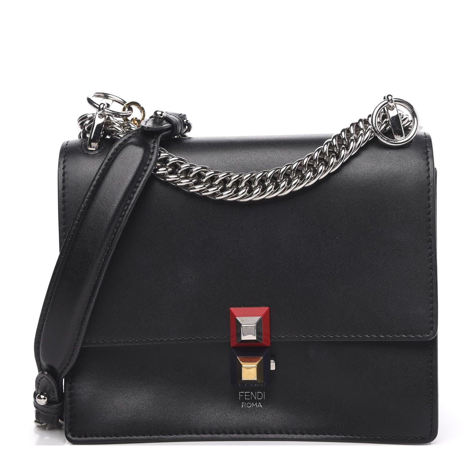 Fendi Vitello Liberty Studded Small Kan I Shoulder Bag Black Multicolor 1 of 10