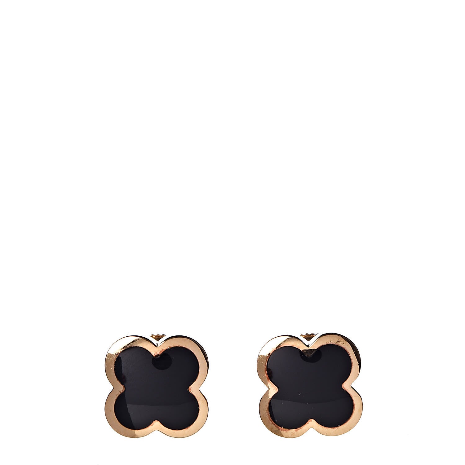 Van Cleef & Arpels 18K Yellow Gold Onyx Pure Alhambra Earrings 1 of 6