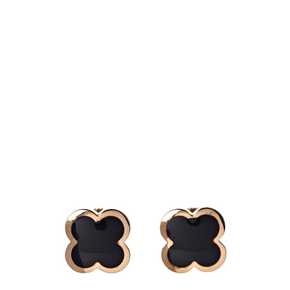 Van Cleef & Arpels 18K Yellow Gold Onyx Pure Alhambra Earrings 1 of 6